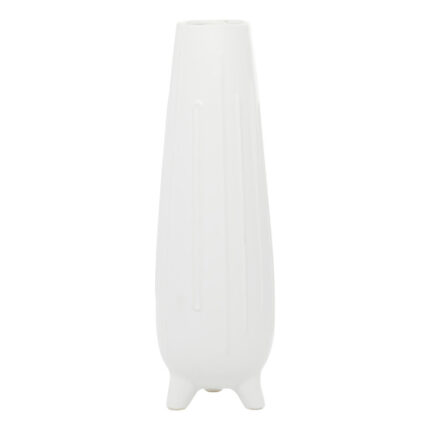Cosmoliving By Cosmopolitan White Ceramic Contemporary Vase - Chic Decora