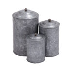 Costillo 3 Piece Gray Metal Decorative Jars with Lids Set, 12", 9", 8"H - Image 5