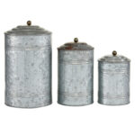 Costillo 3 Piece Gray Metal Decorative Jars with Lids Set, 12", 9", 8"H - Image 6