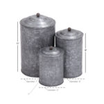 Costillo 3 Piece Gray Metal Decorative Jars with Lids Set, 12", 9", 8"H - Image 8