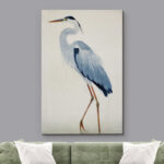Crane Heron Bird Watercolor Pastel Blue Animal Pictures Large Framed Canvas Painting Print Wall Art - Image 3