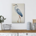 Crane Heron Bird Watercolor Pastel Blue Animal Pictures Large Framed Canvas Painting Print Wall Art - Image 4