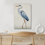 Crane Heron Bird Watercolor Pastel Blue Animal Pictures Large Framed Canvas Painting Print Wall Art - Image 5