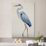 Crane Heron Bird Watercolor Pastel Blue Animal Pictures Large Framed Canvas Painting Print Wall Art - Image 7