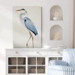 Crane Heron Bird Watercolor Pastel Blue Animal Pictures Large Framed Canvas Painting Print Wall Art - Image 8