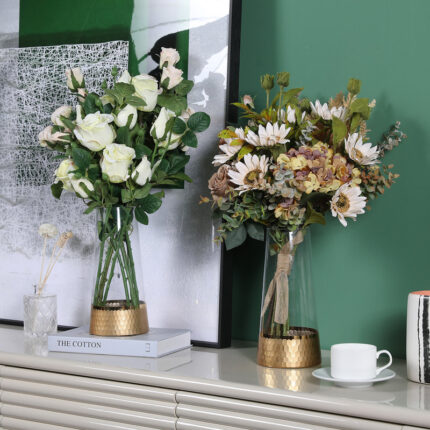 Crichlow Clear & Gold Glass Table Vase (Set of 2) - Chic Decora