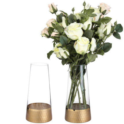 Crichlow Clear & Gold Glass Table Vase (Set of 2) - Chic Decora
