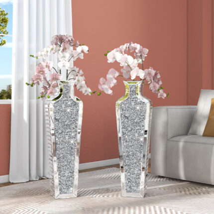 Crystal Glass Floor Vase (Set of 2) - Chic Decora