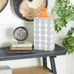 Cyree Ceramic Floral Decorative White Vase with Orange Tops - Image 4