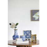 D9.5x16" Blue and White Chinoiserie Flower vase with Gold Accents - Image 4