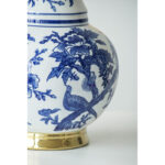 D9.5x16" Blue and White Chinoiserie Flower vase with Gold Accents - Image 5