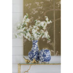 D9.5x16" Blue and White Chinoiserie Flower vase with Gold Accents - Image 7