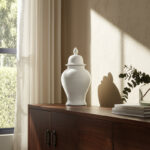 Dameisha Stoneware Ceramic Decorative Jar with Lid - Modern Textured Design