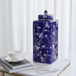 Daouia 17.72" Handmade Blue White Chinoiserie Ceramic Ginger Jar/ Table Vase - Image 6