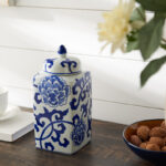 Dareese 9.44" Handmade Blue White Chinoiserie Ceramic Ginger Jar/Table Vase