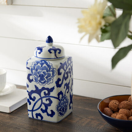 Dareese 9.44″ Handmade Blue White Chinoiserie Ceramic Ginger Jar/Table Vase - Chic Decora
