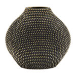 Dasan Modern Black and Gold Studded Stoneware Vase