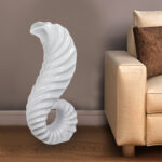 Davisson Tall Classic White Fiberglass Horn Floor Vase, 32 Inch High Unique Decorative for Dried Flower - Image 6