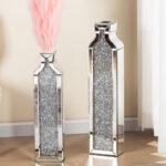 DeGrailly Large Glass Floor Vase Crushed Diamond for Living Home Decor (Set of 2) - Image 2