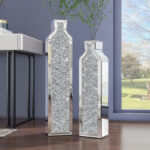 DeGrailly Large Glass Floor Vase Crushed Diamond for Living Home Decor (Set of 2) - Image 6