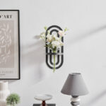 Deckard Modern Black Metal Double Oval Frame Clear Wall Mounted Vase - Image 5