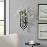 Deckard Modern Black Metal Double Oval Frame Clear Wall Mounted Vase - Image 6