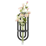 Deckard Modern Black Metal Double Oval Frame Clear Wall Mounted Vase