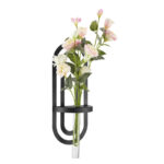 Deckard Modern Black Metal Double Oval Frame Clear Wall Mounted Vase - Image 2