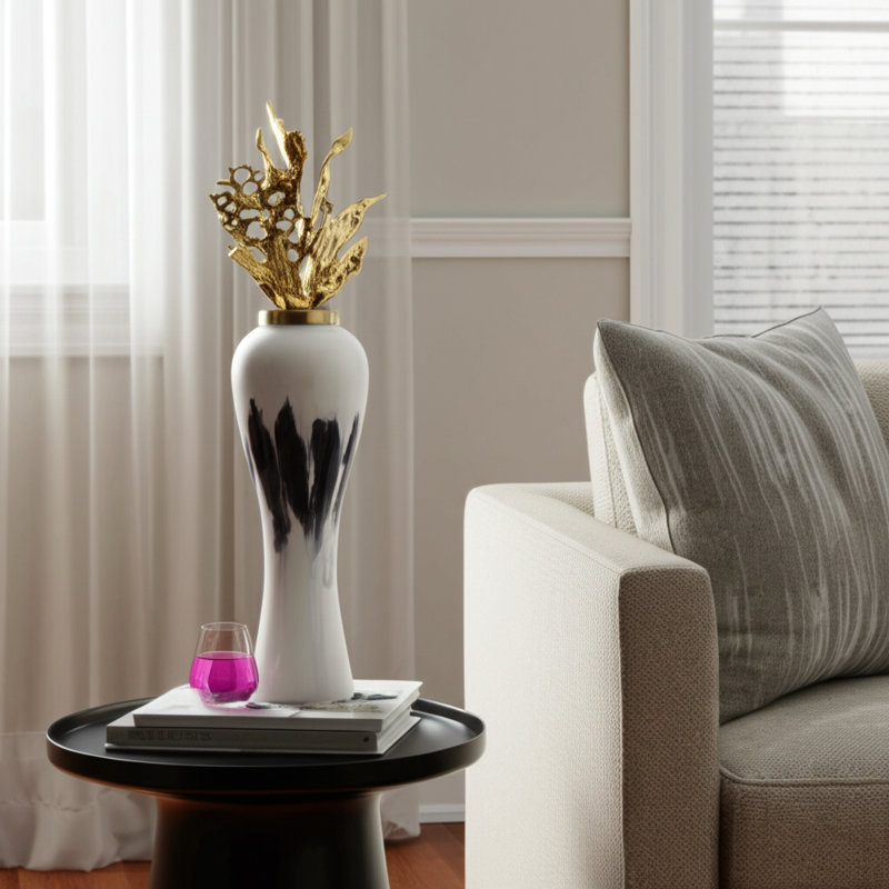 Decorative Aluminum Glass Iron Jar Set with Sculptural Lid Accent and Modern Silhouette for Contemporary Interior Aesthetics – Set of 2 - Chic Decora