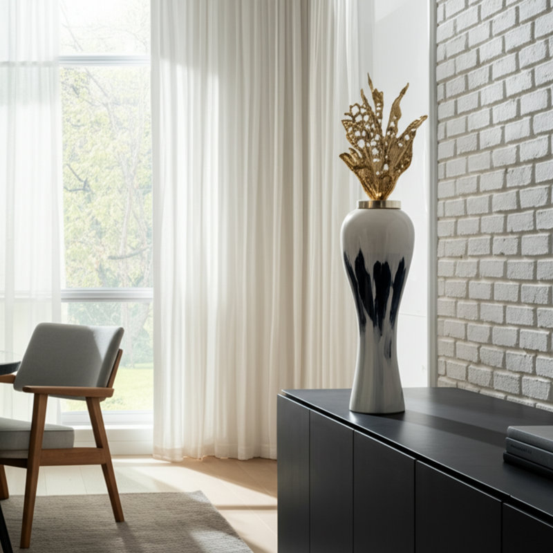 Decorative Aluminum Glass Iron Jar Set with Sculptural Lid Accent and Modern Silhouette for Contemporary Interior Aesthetics – Set of 2 - Chic Decora