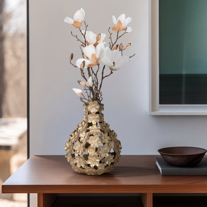 Decorative Floral Design Ceramic Table Vase For Home Decor – Artistic Flower Vase With Layered Sculptural Petal Detailing – Perfect Accent For Displaying Fresh Or Faux Floral Arrangements - Chic Decora