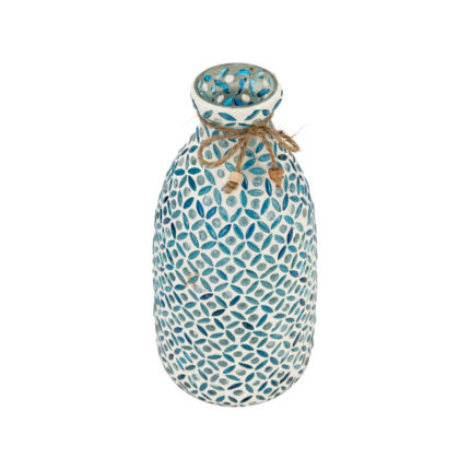 Decorative Glass Vase with Textured Pattern and Rustic Twine Accent - Chic Decora