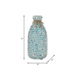 Decorative Glass Vase with Textured Pattern and Rustic Twine Accent - Image 4