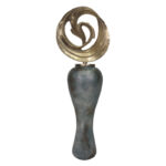 Decorative Glass and Metal Sculptural Vase Set with Artistic Iron Accents and Curved Silhouette in Contemporary Modern Design Style - Set of 2 - Image 7