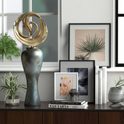 Decorative Glass and Metal Sculptural Vase Set with Artistic Iron Accents and Curved Silhouette in Contemporary Modern Design Style – Set of 2 - Chic Decora