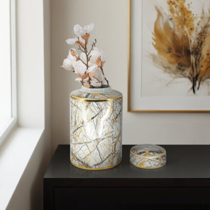 Decorative Jar – Stoneware Ceramic with Modern Design and Contemporary Detailing for Stylish Home Accents. - Chic Decora