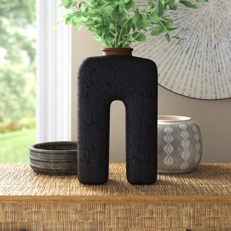 Decorative Pottery and Ecomix Vase with Modern Sculptural Design and Unique Rectangular Cut-Out Shape for Contemporary Stylish Accents. - Chic Decora