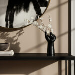 Decorative Vase Stoneware Porcelain Sculptural Hand Shaped Contemporary Art Accent Vessel Abstract Figurative Modern Statement Ceramic Display Piece Bold Artistic Home Decor Statue Form Design