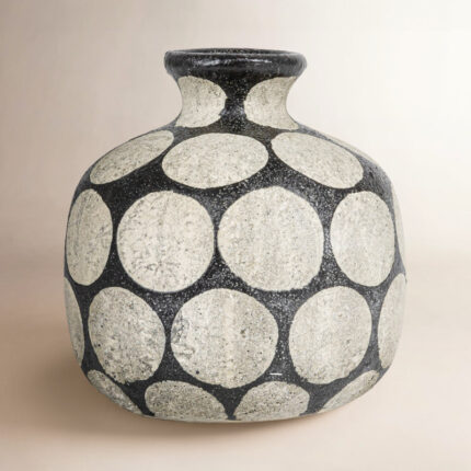 Delois Terra-cotta Vase with Wax Relief Dots, Natural - Chic Decora