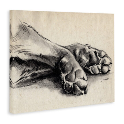 Dog Paw Charcoal Design Minimal Tan Black by Jennifer Paxton Parker – Graphic Art Print - Chic Decora