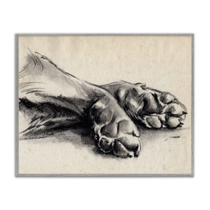 Dog Paw Charcoal Design Minimal Tan Black by Jennifer Paxton Parker – Graphic Art Print - Chic Decora