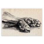 Dog Paw Charcoal Design Minimal Tan Black by Jennifer Paxton Parker - Graphic Art Print