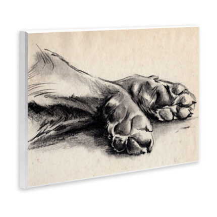 Dog Paw Charcoal Design Minimal Tan Black by Jennifer Paxton Parker – Graphic Art Print - Chic Decora