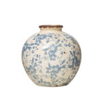 Dolohov Round Decorative Terra-cotta Vase with Transferware Pattern - Image 6