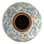 Dolohov Round Decorative Terra-cotta Vase with Transferware Pattern - Image 8