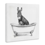 Donkey in Claw Tub Farm Animal Bathroom Sketch by Victoria Borges - Painting Print - Image 2