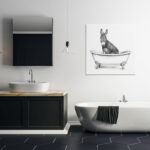 Donkey in Claw Tub Farm Animal Bathroom Sketch by Victoria Borges - Painting Print - Image 3