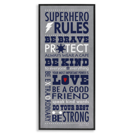 Durante Superhero Rules Typography Kids Wall Décor - Chic Decora