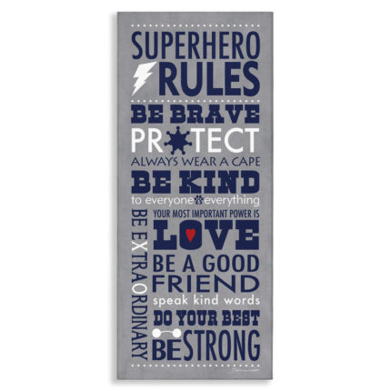 Durante Superhero Rules Typography Kids Wall Décor - Chic Decora