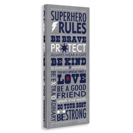 Durante Superhero Rules Typography Kids Wall Décor - Chic Decora